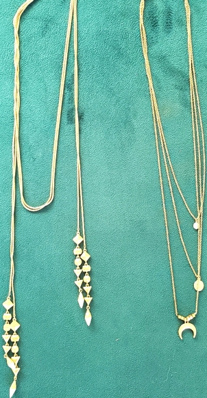 2 Boho layer brass coloured necklaces